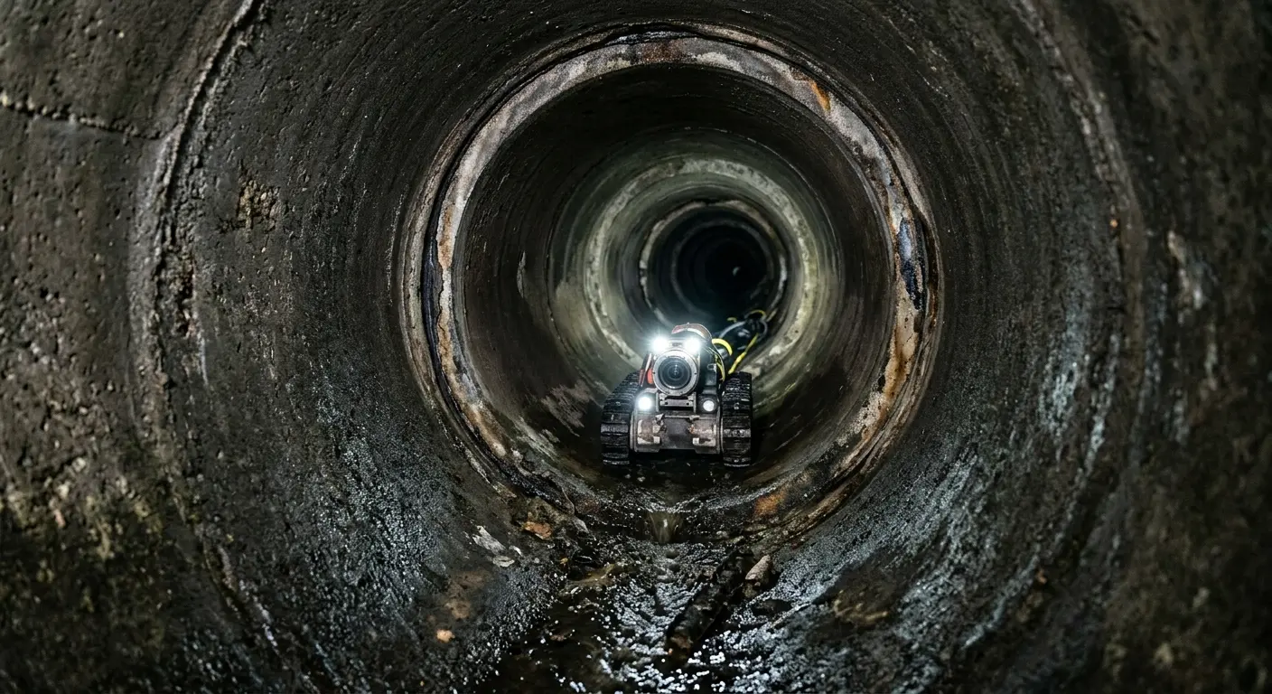 Robotic sewer camera inspecting pipe interior for Sewer Line Cleaning in Bryn Mawr-Skyway